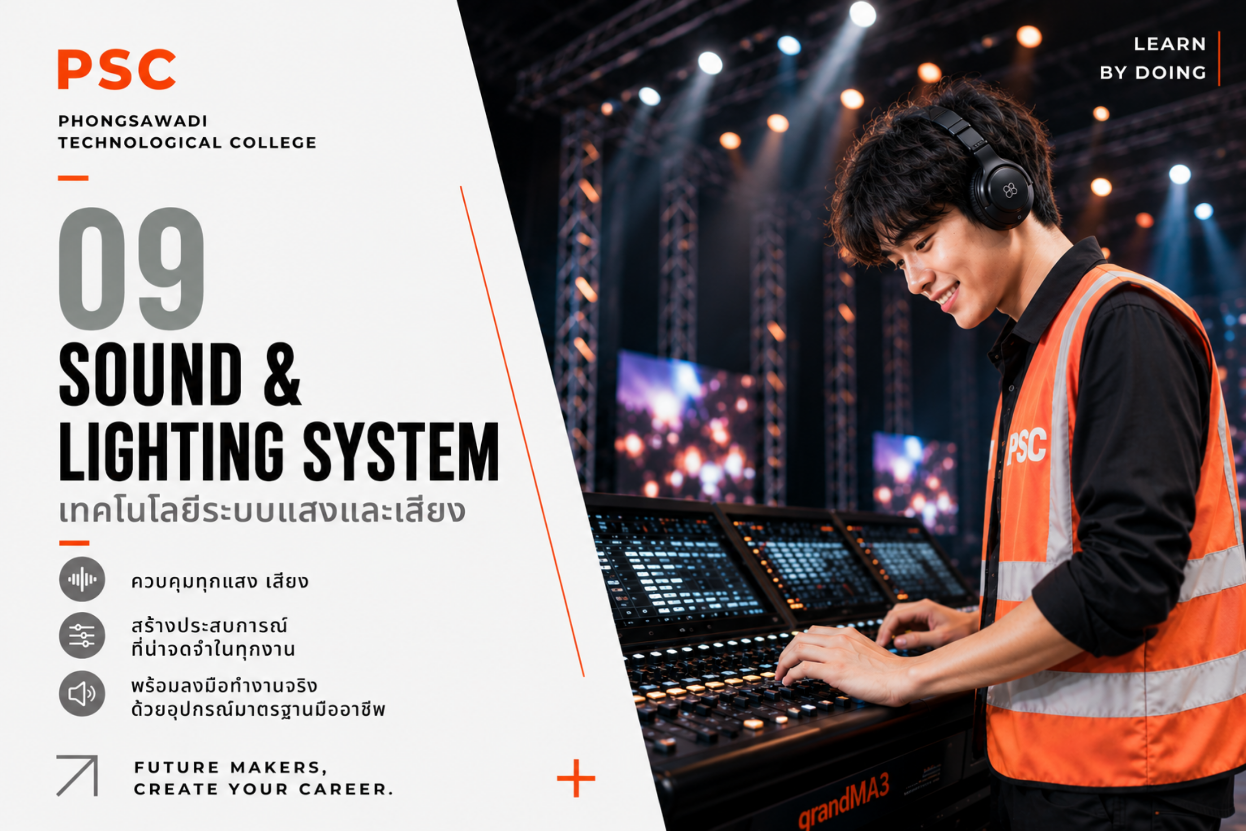 สาขาเทคโนโลยีระบบแสงเสียง Sound and Lighting System วิทยาลัยเทคโนโลยีพงษ์สวัสดิ์ PSC